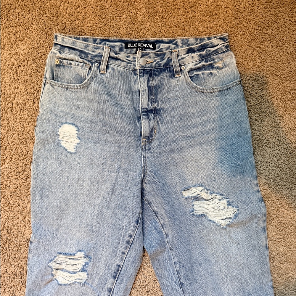 Blue Revival Women's Boyfriend Jeans - Light Blue